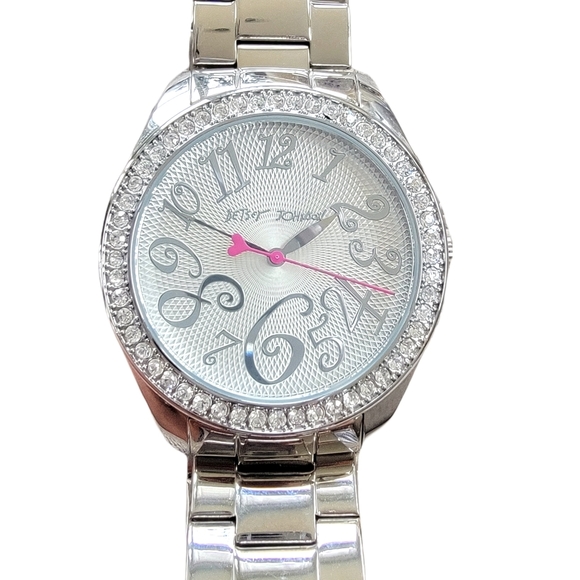 Accessories - Betsey Johnson Stainless Steel Watch with Pink Accents